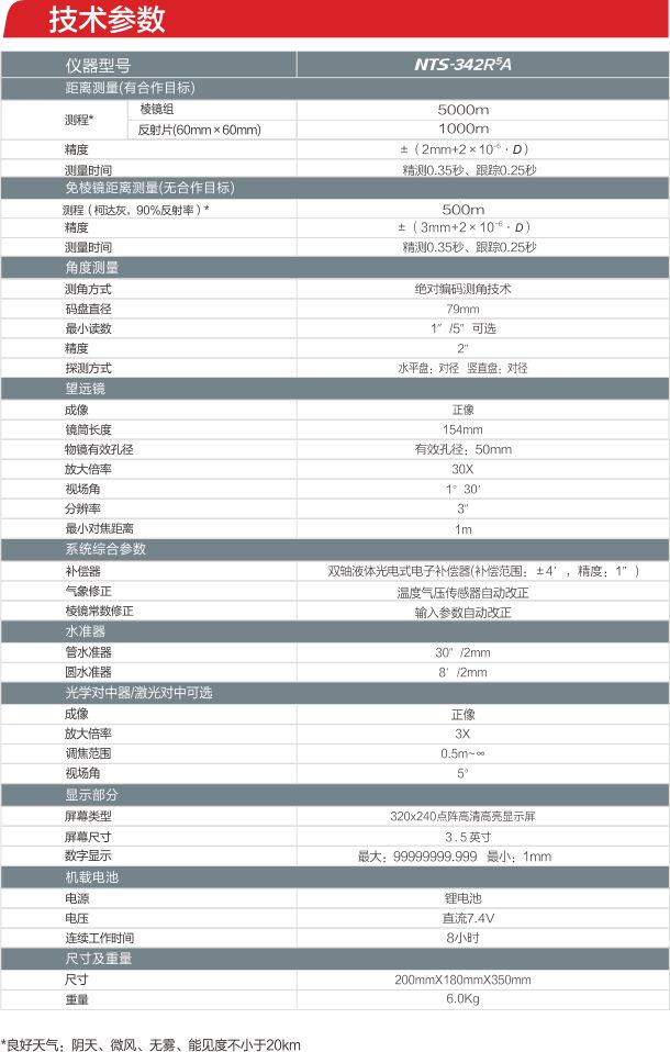 南方全站仪技术参数